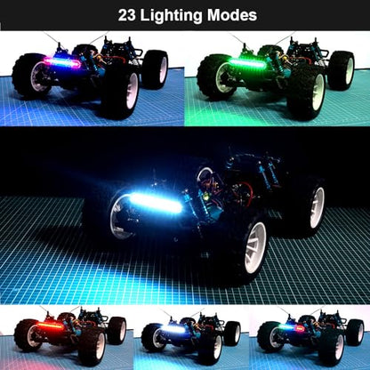 RC LED Light Bar Roof Lamp Headlight Tail Light Kit Bumper Compatible with Traxxas RC Car Truck Crawler Tamiya Losi HPI Rustler Axial Police (100mm 1 Bar) - style: 100mm 1 Bar