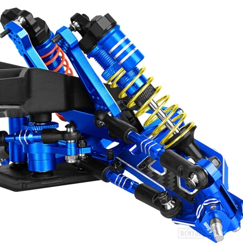 RC Aluminum Front Rear Big Bore RC Shock Absorber Upgrades Part for 1/10 Slash,Stampede,Rustler,Hoss 2WD 4X4 VXL,Alloy 4PCS RC Shocks w/Golden spring,Navy Blue - color: Navy Blue- (RC Shocks)