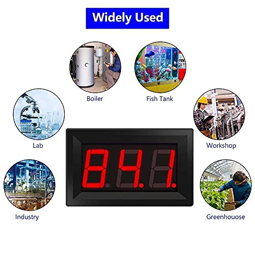 PEMENOL 12V Red Fahrenheit Digital Temperature Meter | -76F~999F LED Display with Industrial Grade 0.5m K-Type Thermocouple Temperature Sensor M6
