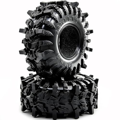 1.3" RC Crawler Tires - 72mm Batwings 4-Pack Fits TRX4M SCX24 | Super soft sticky mud tires with foam inserts, upgrade for 1/18 TRX4M High Trail & 1/24 micro off-road RC crawlers