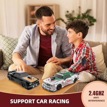 RC Drift Car 2.4GHz 1:16 Scale 4WD High Speed Remote Control Cars Vehicle with LED Lights Two Batteries and Drifting Tires Racing Sport Toy Cars for Adults Boys Girls Kids - color: Black