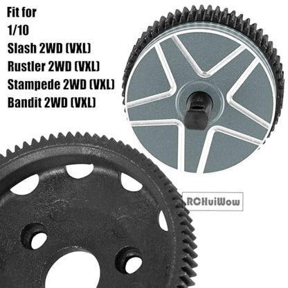 RC Gears Upgrades Part for 1/10 Slash/Stampede/Bandit/Rustler 2WD VXL,Diff Transmission Gear &48P 76T w/25T 27T Pinions &Pressure Plate &Slipper Clutch &Slipper Rebuild Kit Hops Up,Titanium - color: Titanium(1set)