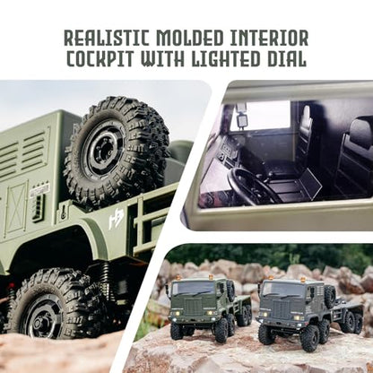HOBBYPLUS Helidirect 1/18 RC Crawler CR18P Terranaut 8x8 RC Truck Remote Control Car w Full-Lock 8WD RTR Active All-Wheel Steering, 2-Speed Transmission, Recovery Winch, LED Lights (Green) - color: Green (8x8)