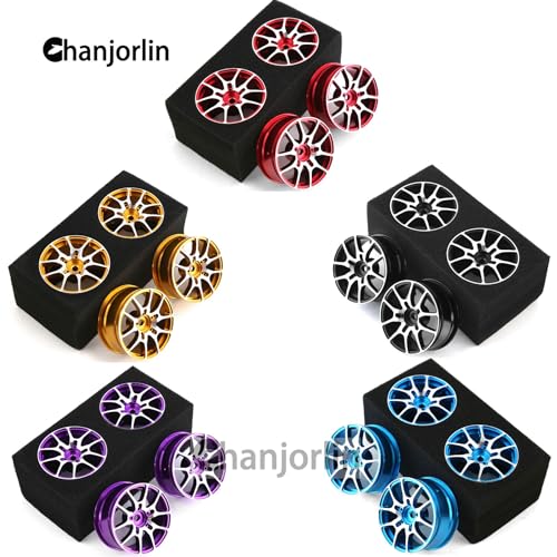 1/10 RC On Road Drift Wheels Rims Hex 12mm Metal Rally Racing Hubs for 1:10 Scale Touring Street Car Tires Tyres Tamiya TT01 TT02 HSP 2S 3S Brushless HPI KYOSHO XV02 XV01 4PCS (Glod) - color: Glod