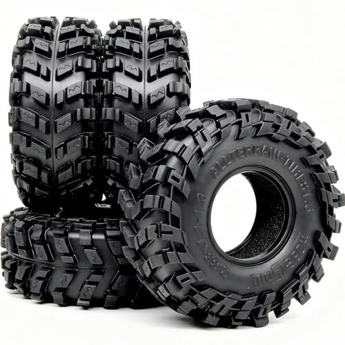 HOBBYSOUL 1.3 All Terrain RC Tires 72×28mm 4-Pack For TRX4M SCX24 Crawlers | High-grip soft sticky tires for mud & rock climbing,foam inserts,upgrade for 1/18 TRX4M High Trail & 1/24 micro RC crawler - style: 1.3 All Terrain Tires-72mm Tall