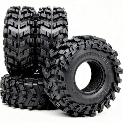 HOBBYSOUL 1.3 All Terrain RC Tires 72×28mm 4-Pack For TRX4M SCX24 Crawlers | High-grip soft sticky tires for mud & rock climbing,foam inserts,upgrade for 1/18 TRX4M High Trail & 1/24 micro RC crawler - style: 1.3 All Terrain Tires-72mm Tall