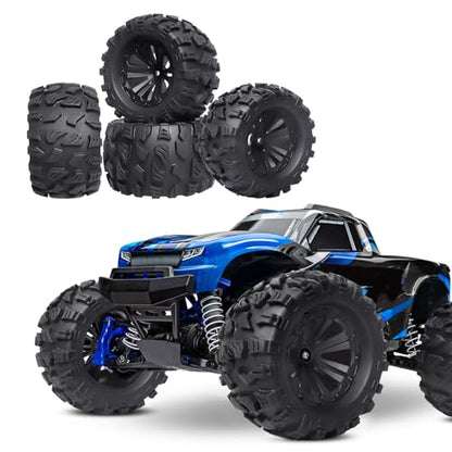 Preglued RC 1/10 Monster Truck Tires and 12mm Hex Wheels for Traxxas Stampede Hoss Rustler 4x4 VXL 2WD Redcat Volcano EPX S30 HSP 94111