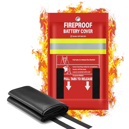 Lipo Battery Fireproof Cover Battery Safe Blanket for Ebike and Escooter Storage,Charging and Discharging, EV Fire Blanket for Lithium Battery (79x98 inch) - color: 79x98 Inch