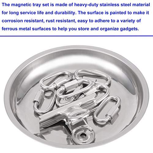 8 PCS Magnetic Bowls 6 Inches, Magnetic Trays Set Round, Stainless Steel Magnetic Parts Tray Set for Bolts, Pins, Screws, Nuts, Small Parts Tools Organization for Workshop, Garage, Craft Room