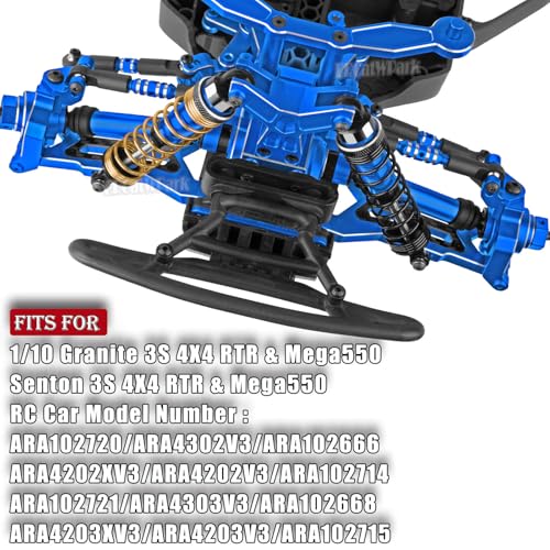 RC Upgrades Part for 1/10 Granite 3S/Senton 3S & Mega550,Aluminum Shock,Links,Suspension A-Arm,Caster Block,Steering Blocks,Stub Axle Carriers,Driveshaft CVD Axles w/Hex,Navy Blue - color: Navy Blue - (Upgrades)