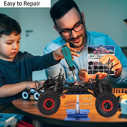 RC Car Repair Work Stand 532 PCS RC Repair Tool Screws Set Kit 360 Degree Rotation RC Repair Station Screwdrivers Screws Pallet Kit for 1/8 1/10 1/12 1/16 1/18 RC Crawler Truck Buggy Tool Set - color: Blue