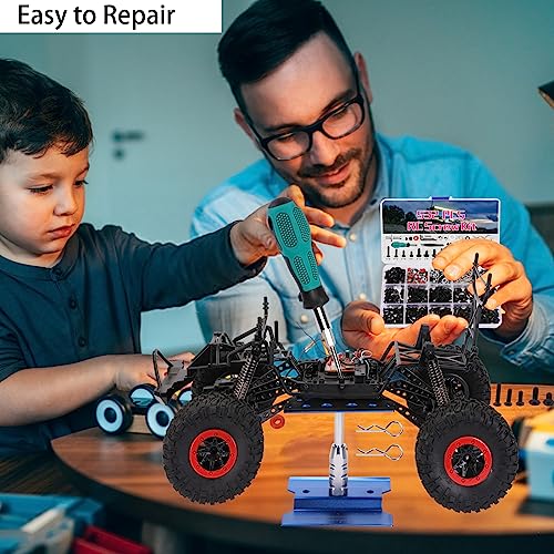 RC Car Repair Work Stand 532 PCS RC Repair Tool Screws Set Kit 360 Degree Rotation RC Repair Station Screwdrivers Screws Pallet Kit for 1/8 1/10 1/12 1/16 1/18 RC Crawler Truck Buggy Tool Set - color: Black