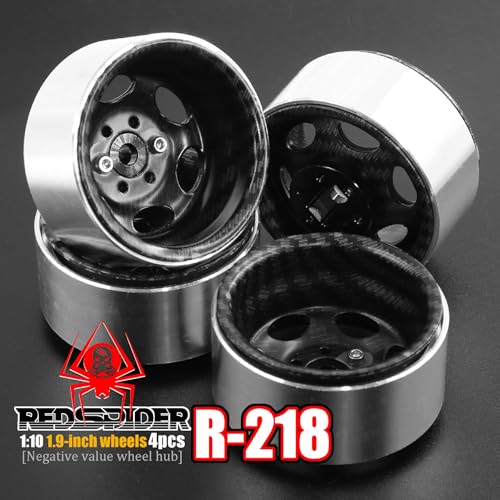 REDSPIDER•Negative Offset -10mm 1.9'' Beadlock Wheels Deep Dish Metal(4pcs) Retro Design for Scale 1/10 RC Crawler Axial SCX10 TRX4 VS4-10 Redcat Gen8 RC4WD D90 Rock Crawler (Fiber Color) - color: Fiber Color
