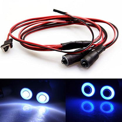 MOHERO 2 LEDs Angel Eyes & Demon Eyes LED Light Headlights for 1/10 RC Model Crawler Cars Headlamps (Blue+White, 10mm) - color: Blue+White, size: 2 Count (Pack of 1)