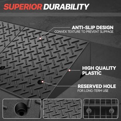 Rubber Curb Ramp, 7.9" Rise, For Forklift, Car, Wheelchair & Bike, Driveway & Garage Threshold Bridge - size: 7.9" Rise