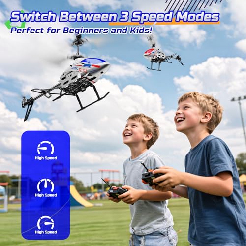 DEERC Remote Control Helicopter, 3.5 CH Altitude Hold RC Helicopters w/Gyro for Beginner, 2 Shells LED Light One Key Take Off/Landing, 2.4GHz Aircraft Indoor Flying Toy for Kids Boys Girls