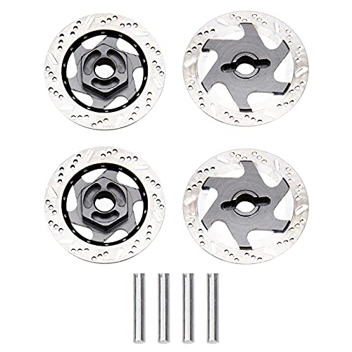 4Pack ShareGoo Metal 12mm Hex Hub Wheel Rim Tires Brake Disc Compatible with Traxxas Tamiya HSP HPI Redcat Racing 1/10 RC On-Road Car (Titanium) - color: Titanium