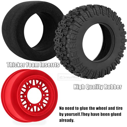 RC Wheels and Tires Truck Tires Short Course Tires for 1/10 Scale Car Arrm a Senton,Slash 2WD 4×4,Axia1,Rc 4wd,Red cat,Plastic Wheels Rubber Tires,4pcs,Red - color: Red(4pcs)