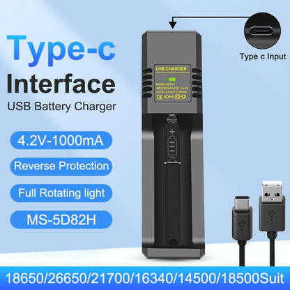 Smart LCD USB Charger, Compatible with 18650 4.2V Rechargeable Lithium Batteries, Supports 1/2/4 Slots, and Compatible with 1.3V NiMH AA/AAA Batteries，Rechargeable Lithium aa Batteries - color: 1 Slots