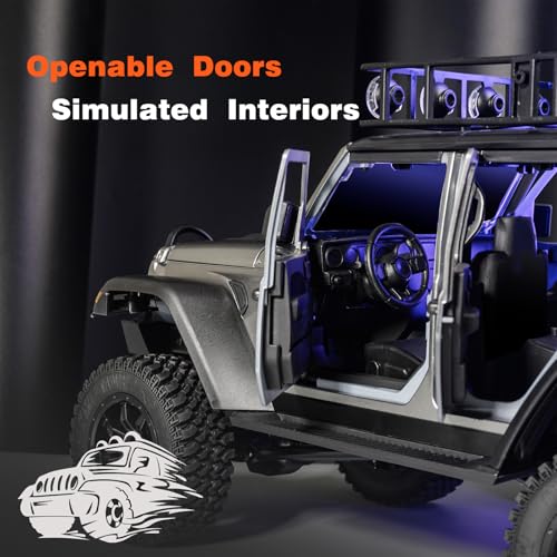 1/12 RC Crawler RTR, MN-128 Off-Road Truck, 4x4 RC Rock Crawler with 2.4G Remote Control RC Jeep Car Model for Adults Hobby Gifts (Black) - color: Black