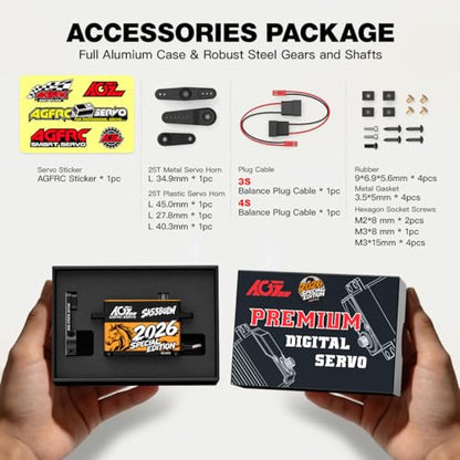 AGFRC 34KG 16.8V Waterproof Low-Profile RC Servo (A53BULW 2026) | 0.073Sec, 4S Direct Power, Brushless, Programmable, Fits 1/10 & 1/8 RC Cars/Trucks, 2026 Special Edition