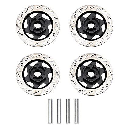 4Pack ShareGoo Metal 12mm Hex Hub Wheel Rim Tires Brake Disc Compatible with Traxxas Tamiya HSP HPI Redcat Racing 1/10 RC On-Road Car (Black) - color: Black