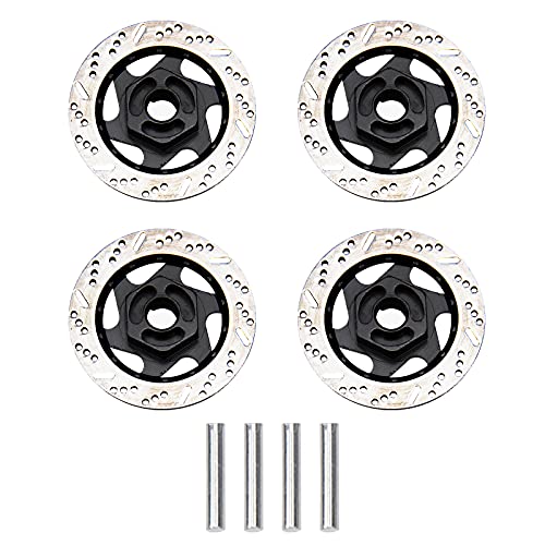 4Pack ShareGoo Metal 12mm Hex Hub Wheel Rim Tires Brake Disc Compatible with Traxxas Tamiya HSP HPI Redcat Racing 1/10 RC On-Road Car (Black) - color: Black