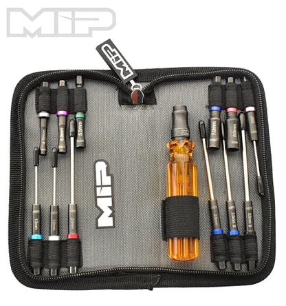 MIP RC Mini Tool Bag 13 Pocket Holds 1/4 Hex & Nut Driver Bits, Precision Tools for RC Car Repair, Quadcopter, Helicopter, and FPV Racing Drone Models, Model 5211