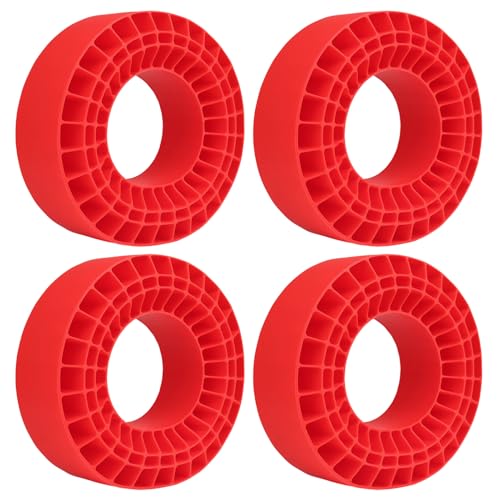 2.2" Crawler Tire Inserts, 4-Pack — Soft Silicone Rubber, Fits 132–134 mm (5.25" OD), 125×45 mm — Waterproof, Firm Sidewall Control, Rock/Trail Traction Boost (Red) - color: Red