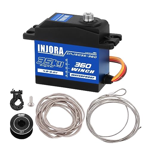 INJORA 35KG Servo with Winch Spool Kit for SCX10 PRO, 360° 25T (16mm*8mm) - size: 16mm*8mm