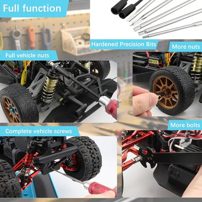 12 Pieces RC Car Repair Tool Kit with Hex Phillips Flat Screwdrivers, Pliers, Spanners, Wrenches–Hobby Tool Set Compatible with RC Car Drone Helicopter Airplane Boat Multirotor Models(Red) - color: Red