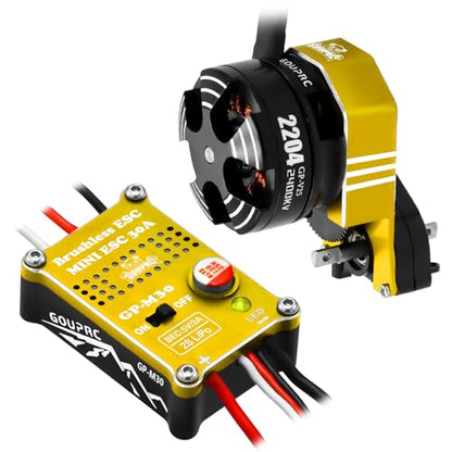 GOUPRC 2204 2400KV Brushless Outrunner Motor with Transmission & 30A Brushless Mini Esc for SCX24 Axial 1/24 Remote Control Car Truck Crawler Black & Gold - color: Black Gold