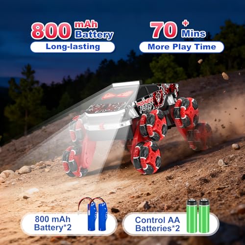 8WD Gesture Sensing RC Stunt Car Toys for Boys, Spider Remote Control Car | Hand Controlled Remote Control Car with Cool Light, Music & Spray, Christmas Birthday Gift for Kids 6 7 8 9 10 11 Year Old