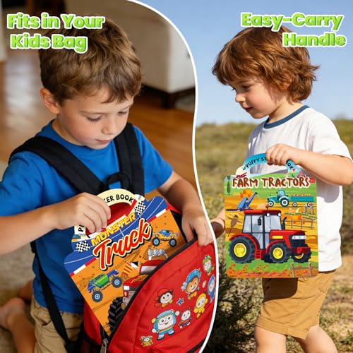 Elfew 6 Pack Car Sticker Books for Toddlers 2-4 3-5 | Over 190+ Stickers, 3D Reusable, Puffy Vehicle Stickers for Boys, Mess Free Activity Set, Road Trip Essentials Birthday Gift - color: 6 Sets Puffy Stickers