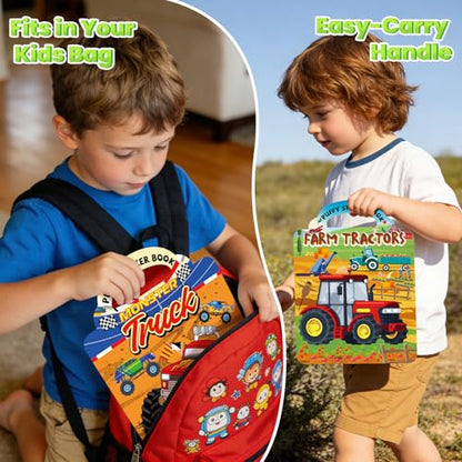Elfew 6 Pack Car Sticker Books for Toddlers 2-4 3-5 | Over 190+ Stickers, 3D Reusable, Puffy Vehicle Stickers for Boys, Mess Free Activity Set, Road Trip Essentials Birthday Gift - color: 6 Sets Puffy Stickers