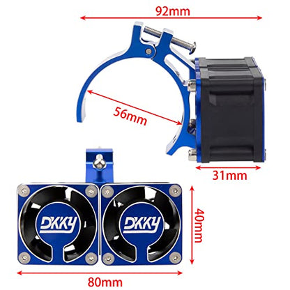 DKKY RC Motor Cooling Fan Heatsink 20000 RPM 54-58mm Ajustable Mount for ARRMA Axial 1/5 1/6 1/7 RC Models with 1717 5687 56113 2028 Motor (Blue) - color: Blue