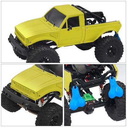 RC Pickup Body Shell with Bed Rack and Light kit & 2PCS Hanging Ball Nuts for 1/24 RC Crawler Axial SCX24 C10 Bronco Wrangler Base Camp 4Runner (Yellow) - color: Yellow