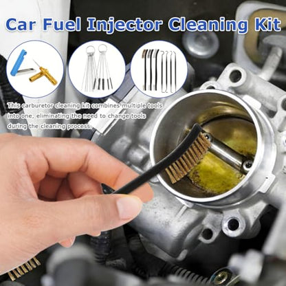7 Pcs Carburetor Cleaning Kit, Includes 3 Double-headed Brush 23 Needles 5 Nylon Brushes 1 Scraper and 4 Cleaning Hooks for Motorcycle Moped Welder Carb Spray Gun
