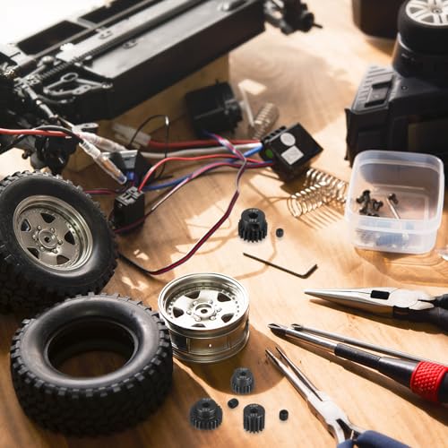 MECCANIXITY 48P Hardened Steel Pinion Gear, 25T 3.175mm Shaft Metal Motor Gear with Hex Key for RC Brushless Brush Motor Model Car Replace(Black) - size: 25T