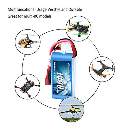 Gens ace 11.1V 1000mAh 3S 45C LiPo Battery Pack with T Plug for RC Plane Car Boat Truck Heli Airplane