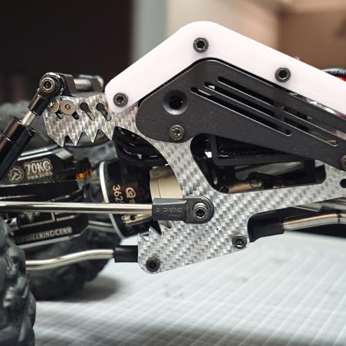 Wolf-Head Carbon Fiber LCG Chassis Kit, Silver Rails | With 3D Printed Panels Electronics Tray, Forward Angled Delrin Skid Plate, for 1/10 RC Crawler 1.9S Cheater Rigs Comp Builds - color: Silver Kit