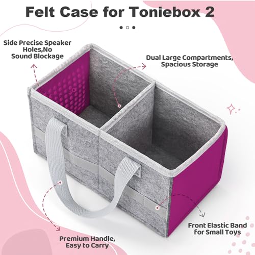 PISOSN Carrying Case for Toniebox Starter Set and Tonies Figurines, Travel Felt Cloth Musical Toy Folding Bag for Toniebox 2 & Accessories (Purple) - color: Purple