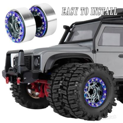 1.3 Dually Beadlock Wheels Tires for RC Crawler Car 1/18 TRX4M Ascent-18,1/24 SCX24 FCX24,RC Off Road Buggy Rally Truck Wheel and Tires,Adjustable Offset Wheels,7mm Hex Rim,Titanium Purple - color: Titanium Purple - (4Pcs 1.3 Beadlock Tires)