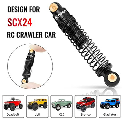 OGRC Shocks Absorber Oil Threaded Damper Aluminum Front & Rear Shocks for Axial SCX24 C10 JLU Deadbolt Gladiator Bronco Upgrade Parts (Black) - color: Black