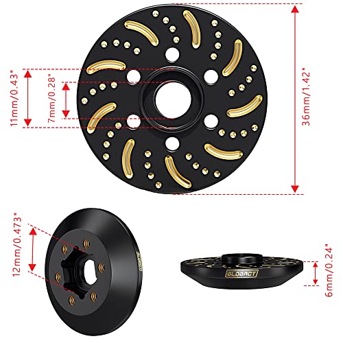 GLOBACT 1/10 Brass Wheel Weights Extended Hex Hub for TRX4 TRX6 SCX10-6mm | Fits 1.9" 2.2" RC Wheel, 154g Counterweight - size: 6mm