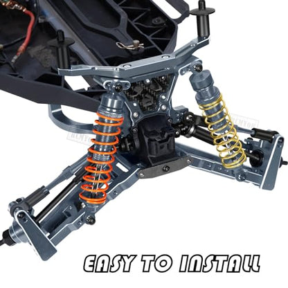Aluminum Big Bore RC Shock Absorber Upgrades Part for 1/10 Slash 2WD 4x4,Stampede 2WD 4X4,Rustler 2WD 4X4,Hoss 2WD 4X4,Alloy 4PCS Front Rear RC Shocks w/Golden spring,Titanium - color: Titanium - Upgrades Part