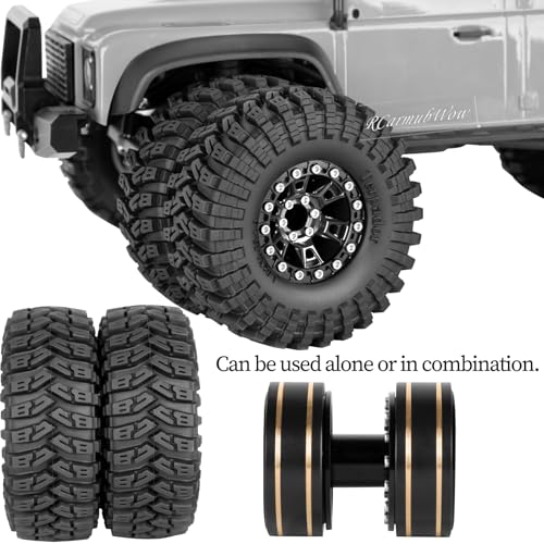 RC 1.3 Beadlock Wheels and Tires Single & Dually for 1/18 TRX4M Ascent-18,1/24 SCX24 FCX24 RC Crawler Car,Aluminium & Brass 1.3 Rims w/All Terrain Rubber Tire,4pcs,Black w/Black - color: Black(4pcs)
