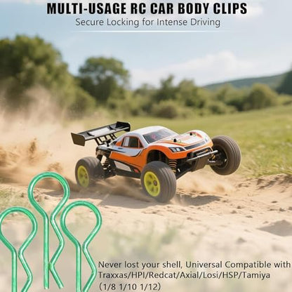 100pcs Universal RC Body Clips Pins - Compatible with Traxxas, Arrma, Redcat, Axial, HPI, HSP, Exceed, Himoto, Losi, RC4WD, Tamiya, Fits 1/8, 1/10, 1/12 Scale RC Cars, Trucks, Crawlers, Buggies - color: -Green-