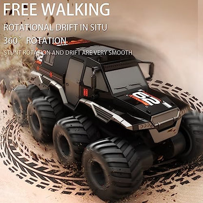 KB KAIBO 1:12 Large Amphibious Remote Control Car Monster Truck - 8WD All Terrain Waterproof RC Toy for Kids, 7.4V High-Speed Remote Control Car for Boys Girls Ages 6-12, Perfect Birthday Gifts -Black - color: Black