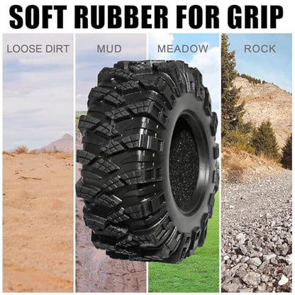 1.3 Tires for SCX24 & TRX4M 63.2 26.7mm RC Crawler Tires Upgrades with Foam Inserts Compatible with Traxxas Axial 1/18 1/24 Scale RC Cars Aggressive Mud Terrain Kraken Claw Design - size: 1.3-66mm-zst